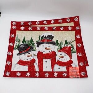 Christmas Placemats Set of 2 Snowman Tapestry St. Nicholas Square